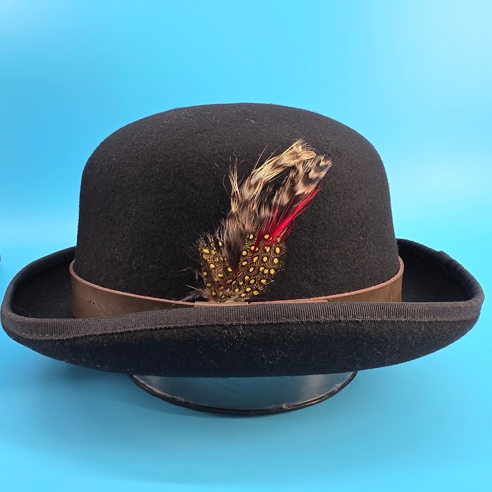 Conner Handmade Hats Talkies Black Waterproof Wool Bowler Hat Large C1073-3 NEW